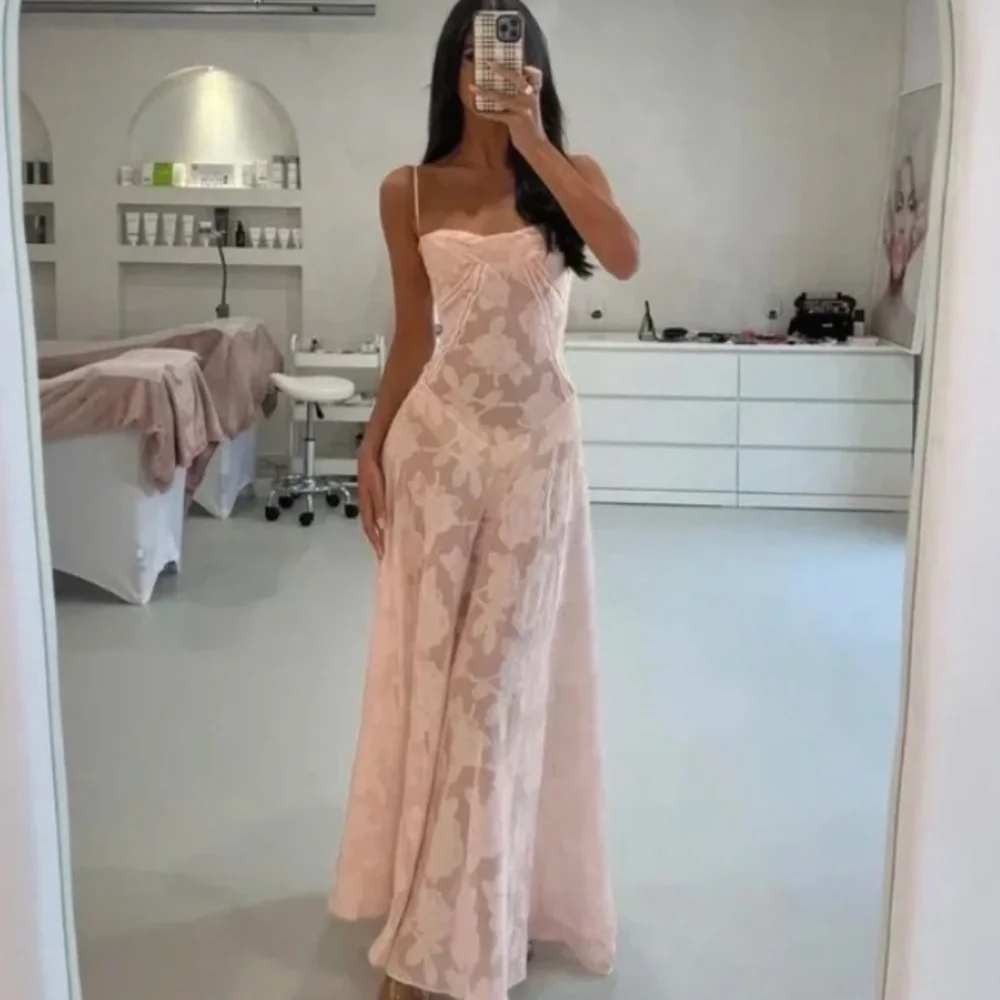 House of CB Women Seren Sheer Maxi Dress Blush Pink Floral Lace Back L - Picture 12 of 15